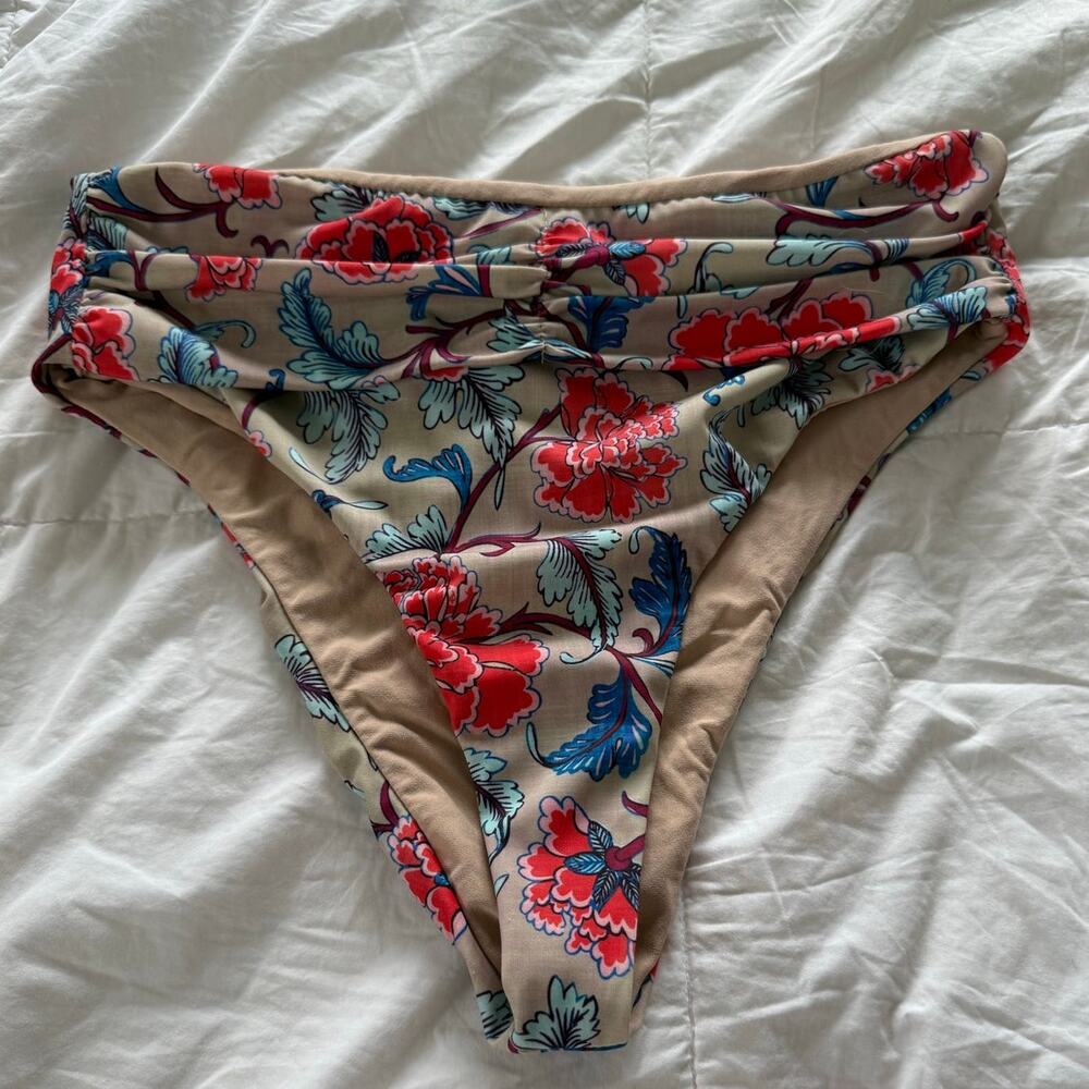 Aerie High Rise/ High Waisted Cheeky Floral Multicolor Bikini Swim Bottoms M